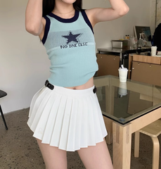 Knitted Star Cropped Tank Top