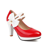 Colorblock Bow Heels Shoes
