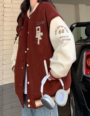Embroidery Varsity Hooded Jacket
