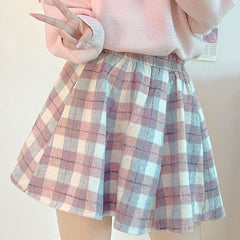 Soft Plaid Woolen Skirt