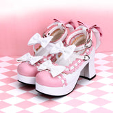 Lolita Chunky Heel Shoes with Butterfly Bow