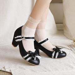 Lolita Lace Bow Heels Shoes