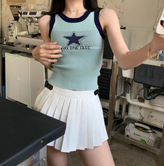 Knitted Star Cropped Tank Top