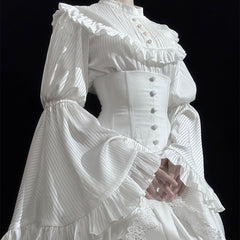 Lace Flower Shirt Skirt Set