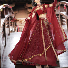 Red Cape Hanfu Skirt Set