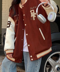 Embroidery Varsity Hooded Jacket