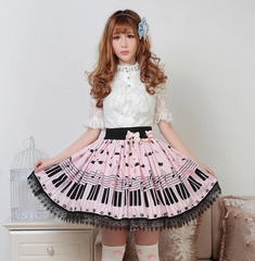 Pink Piano Notes Sweet Skirt