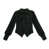 Retro Woolen Skirt Bow Blouse Set