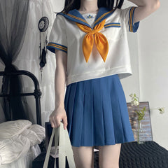 Navy Bow Uniform Pleated Skirt Set