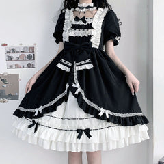 Black White Lolita Bow Dress