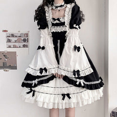 Black White Lolita Bow Dress