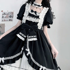 Black White Lolita Bow Dress