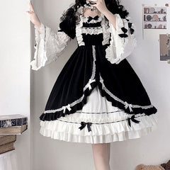 Black White Lolita Bow Dress