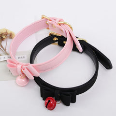 Bow Leather Buckle Bell Necklace