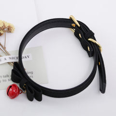 Bow Leather Buckle Bell Necklace
