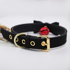 Bow Leather Buckle Bell Necklace