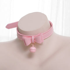 Bow Leather Buckle Bell Necklace