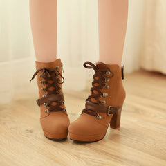 Buckle High Heel Boots
