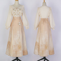 Butterfly Tassel Floral Skirt Shirt Set