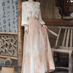 Butterfly Tassel Floral Skirt Shirt Set