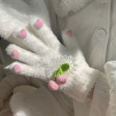 Cute Cherry Plush Warm Gloves