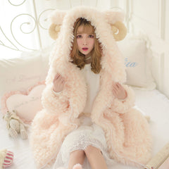 Loose Warm Wool Sheep Hoodie Coat