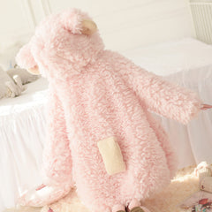 Loose Warm Wool Sheep Hoodie Coat