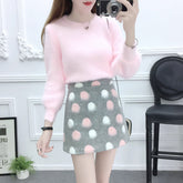 Cute Mohair Sweater Skirt Set