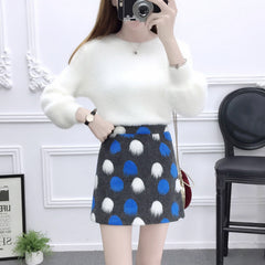 Cute Mohair Sweater Skirt Set