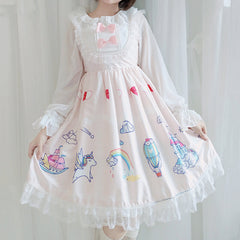 Cute Rainbow Unicorn Bow Dress