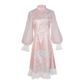 Embroidered Flower Cheongsam Dress