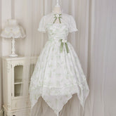 Floral Bow Irregular Dress Set