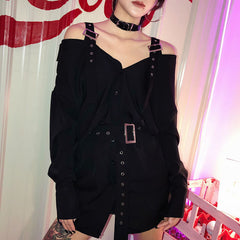 Metal Buckle Belt Shirt Skirt