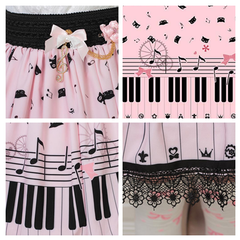 Pink Piano Notes Sweet Skirt