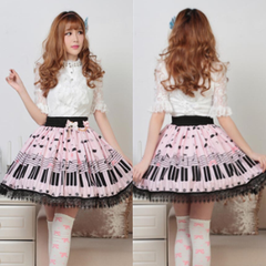 Pink Piano Notes Sweet Skirt