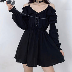 Lace Up Off Shoulder Gothic Dresses