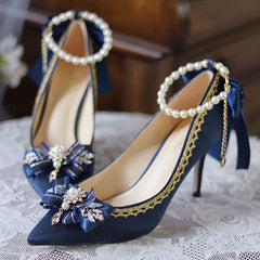 Lace Bow Flower Heels Customized Shoes