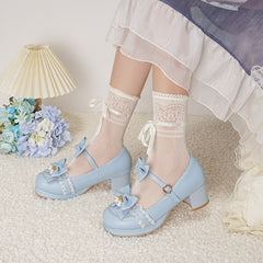 Lace Bow Heels Shoes