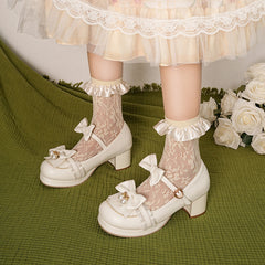 Lace Bow Heels Shoes