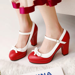 Lace Bow High Heels Shoes