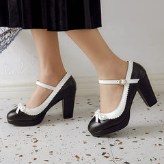 Lace Bow High Heels Shoes
