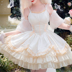 Lace Lolita Bow Slip Dress