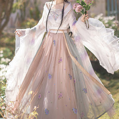 Lace Mesh Flower Hanfu Dress