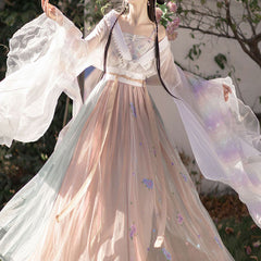 Lace Mesh Flower Hanfu Dress