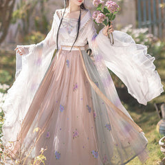 Lace Mesh Flower Hanfu Dress