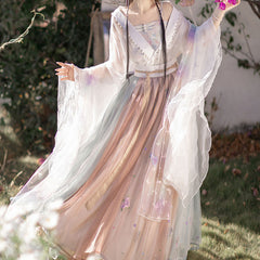 Lace Mesh Flower Hanfu Dress
