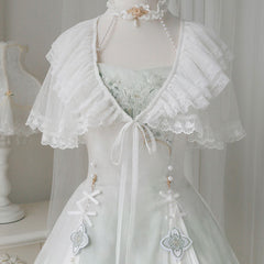 Lace Shawl Floral Dress Set