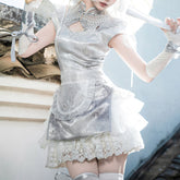 Lace Silver Uniform Dress Set