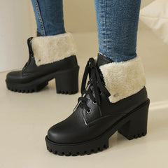 Lace Up Block Heel Chunky Shoes