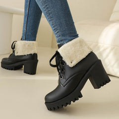 Lace Up Block Heel Chunky Shoes